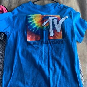 MTV Blue Tie-Dye Logo Short Sleeve Tee